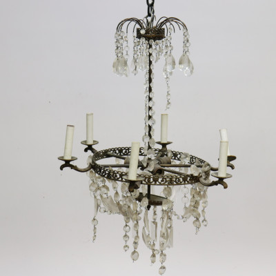 6-Light Gilt Metal Chandelier