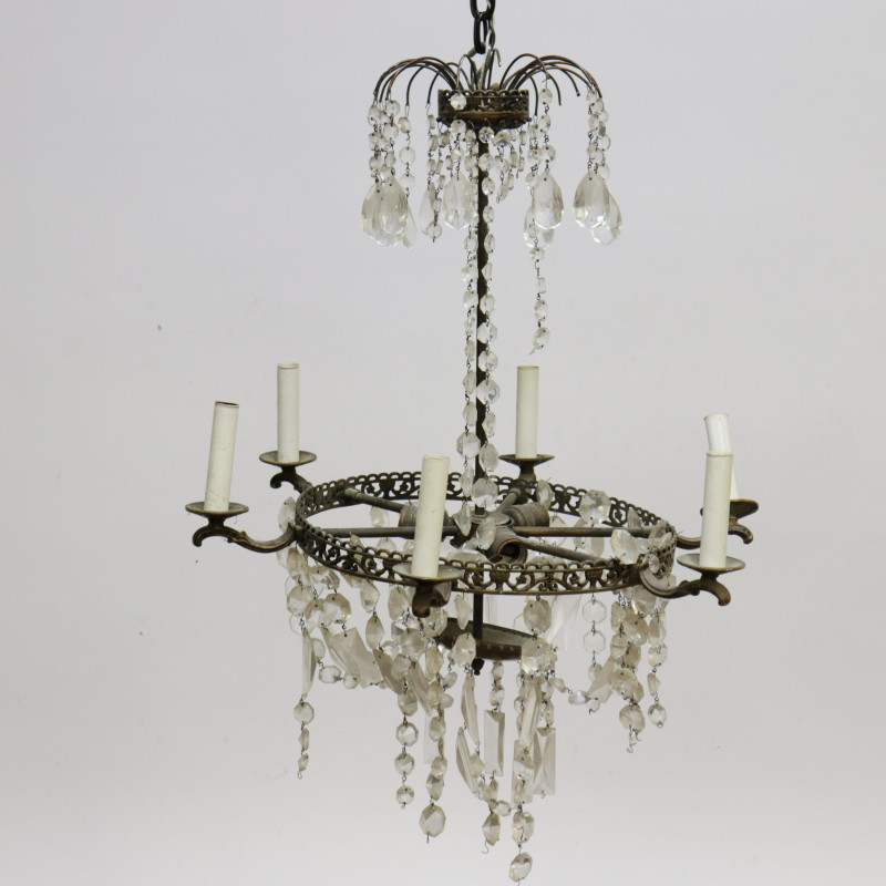6-Light Gilt Metal Chandelier