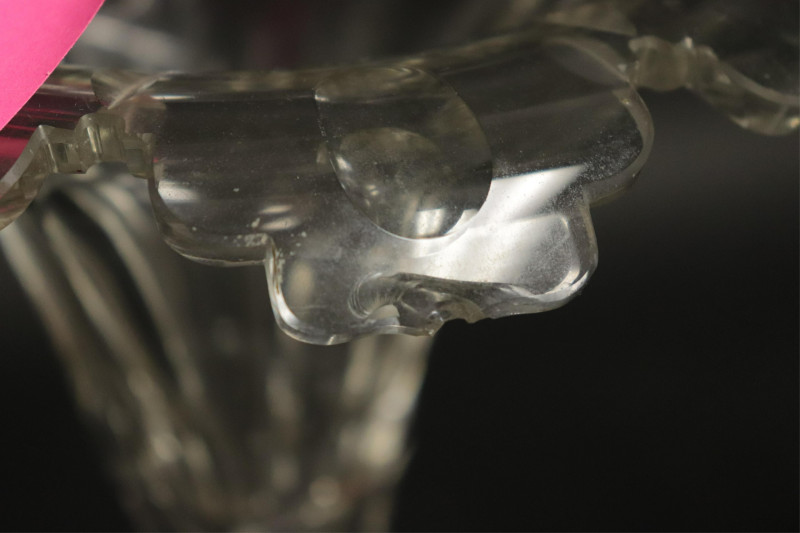 Pair Cut Glass Cornucopia Vases W/ Sterling Bases