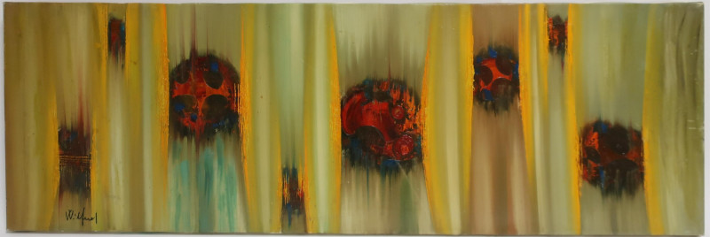 Contemporary Abstract &apos;Red Circles&apos;, O/C