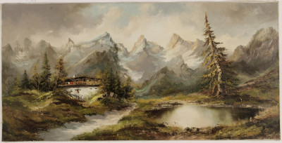 Garsten, 20th C., &quot;Chalet in the Mountains&quot; O/C