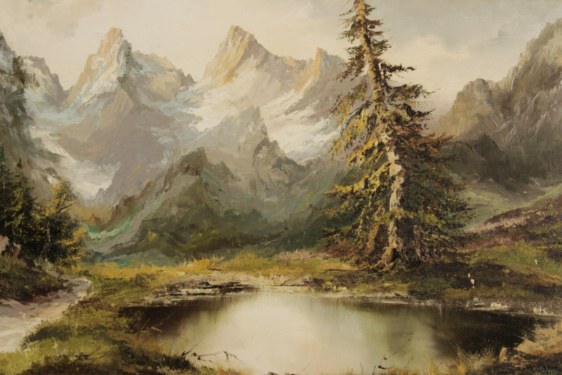 Garsten, 20th C., &quot;Chalet in the Mountains&quot; O/C