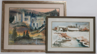 M. Cole, 20th C., 2 Watercolors
