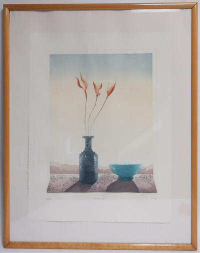 J. Cox, &quot;Ombia II&quot;, Still Life - Vase of Flowers