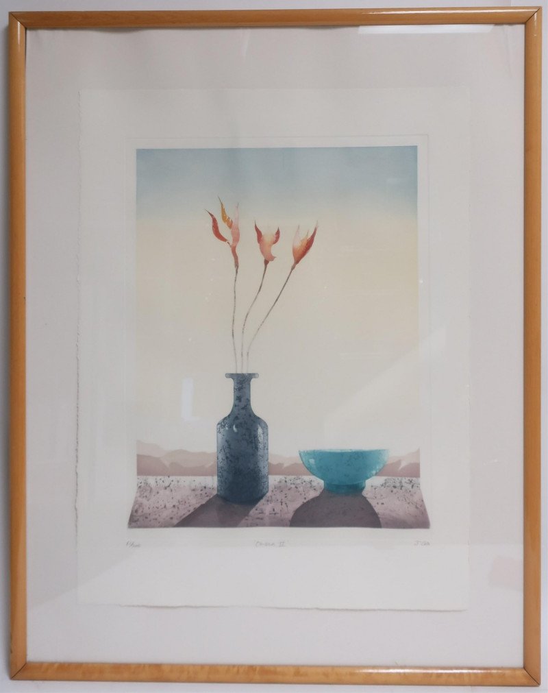 J. Cox, &quot;Ombia II&quot;, Still Life - Vase of Flowers