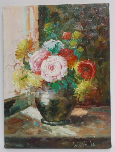 W. Vinella, &apos;Vase of Flowers&quot;, O/C