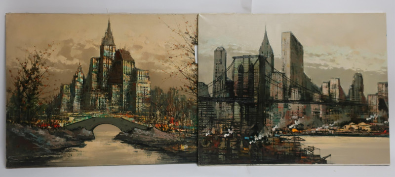 2 New York City Scapes by Landini, O/C