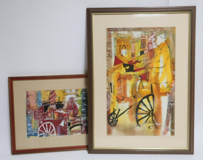 Don Bloom, 2 &quot;Sidewalk Vendors&quot; W/C
