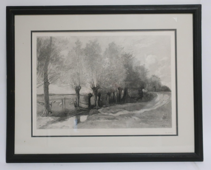 After Corot, &quot;Sheep in a Pasture&quot;, Etching