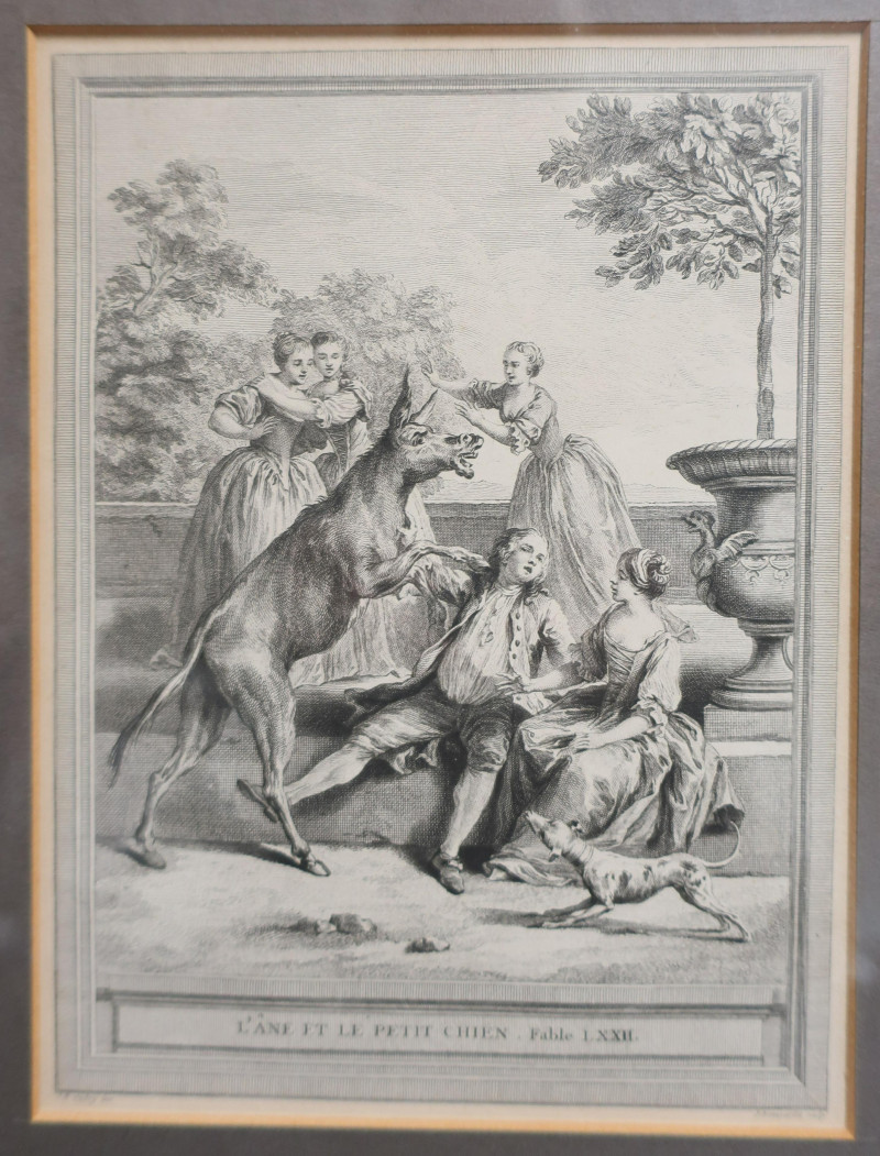 After Oudry, 1686-1755 4 Prints Fontaine’s Fables