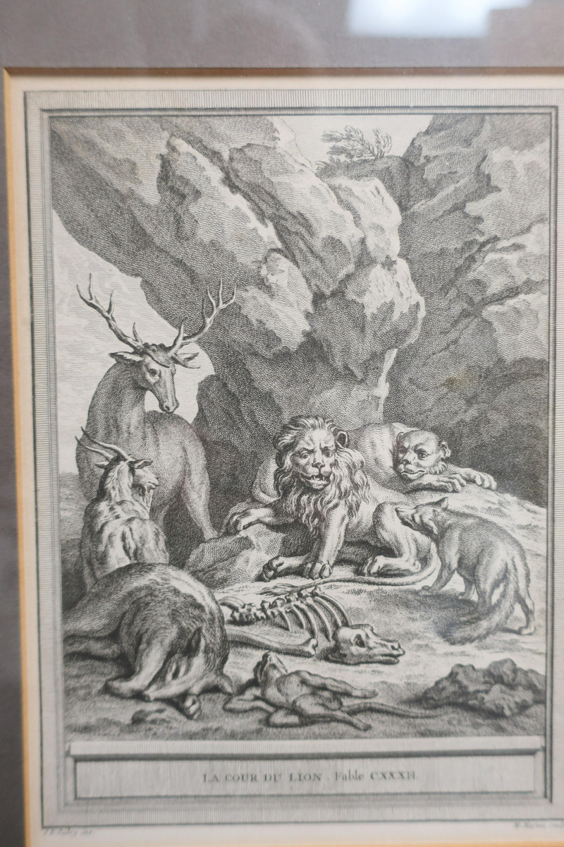 After Oudry, 1686-1755 4 Prints Fontaine’s Fables
