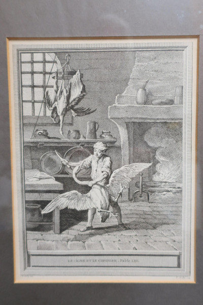 After Oudry, 1686-1755 4 Prints Fontaine’s Fables