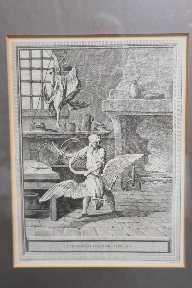 After Oudry, 1686-1755 4 Prints Fontaine’s Fables