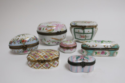 38 Small Porcelain Boxes. Limoges