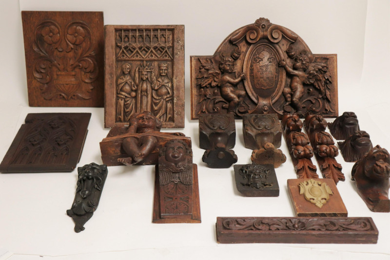 Figural &amp; Decorative Carved Wood Panels, Objects