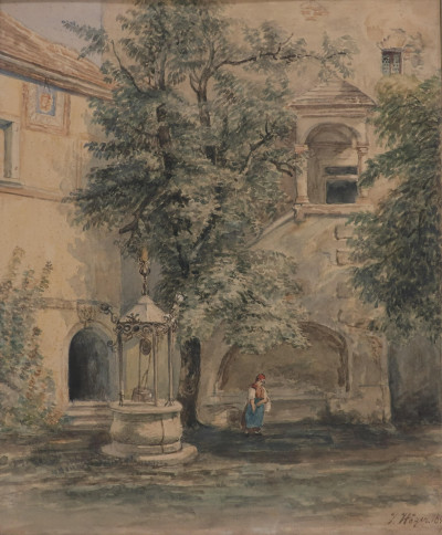 Josef Höger, 1801-1877, &quot;Town Square&quot;, W/C