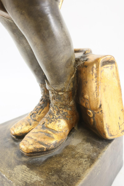 Gilt Painted Ceramic Sculpture of Schoolboy