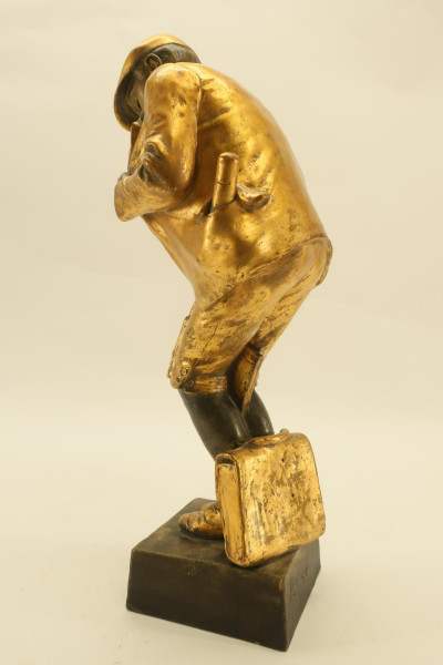 Gilt Painted Ceramic Sculpture of Schoolboy
