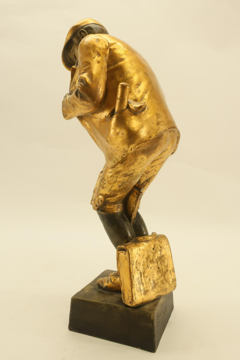 Gilt Painted Ceramic Sculpture of Schoolboy