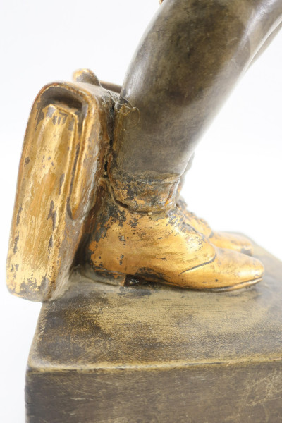 Gilt Painted Ceramic Sculpture of Schoolboy