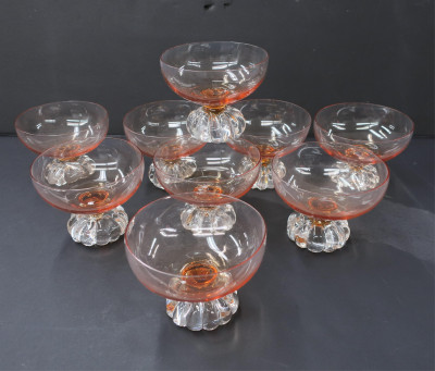 9 Amber &amp; Clear Glass Compotes