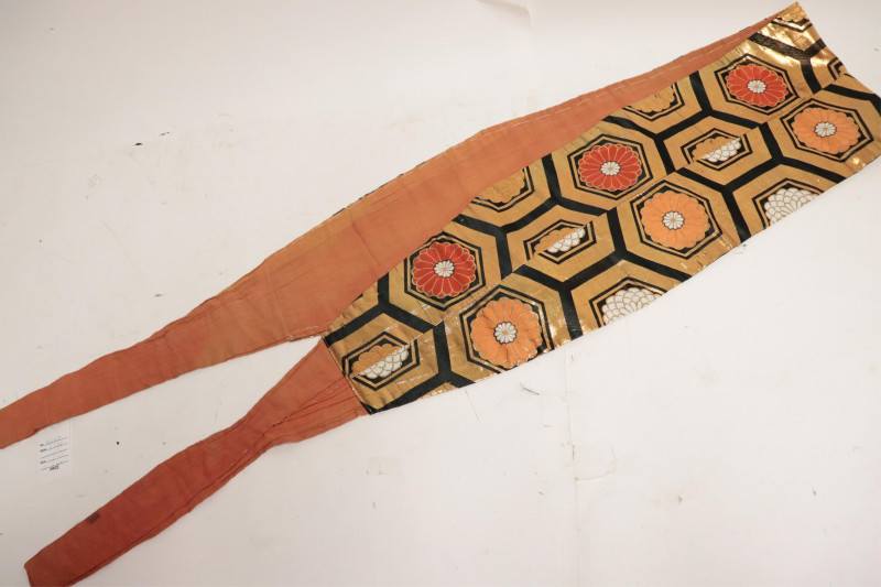 Japanese Metallic Thread Floral Pattern Obi