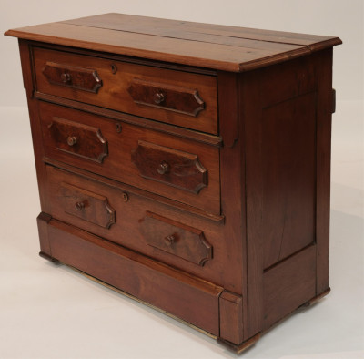Mahogany and Burled Wood 3 Drawer Dresser