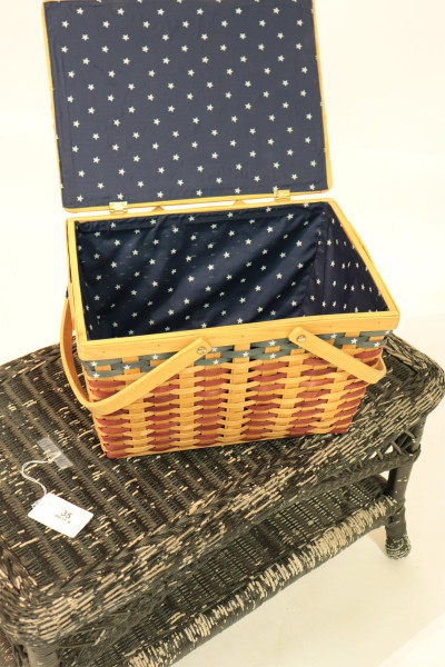 Rustic Wicker Table and Picnic Basket