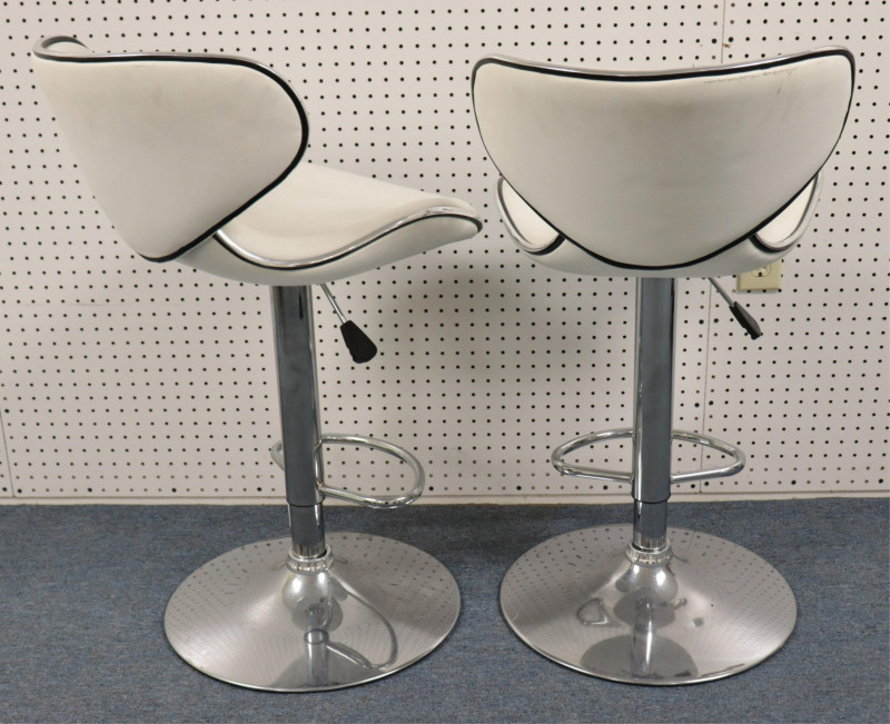 Pr Contemporary Chrome Adjustable Bar Stools