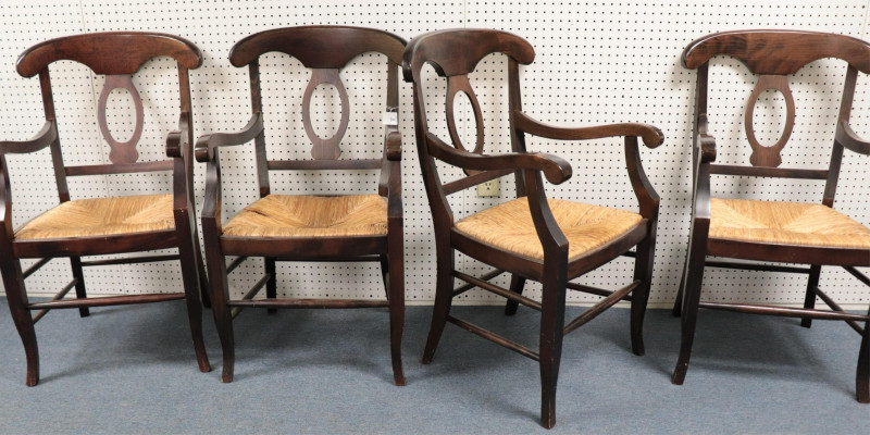 4 Mahogany Finish Open Arm Chairs