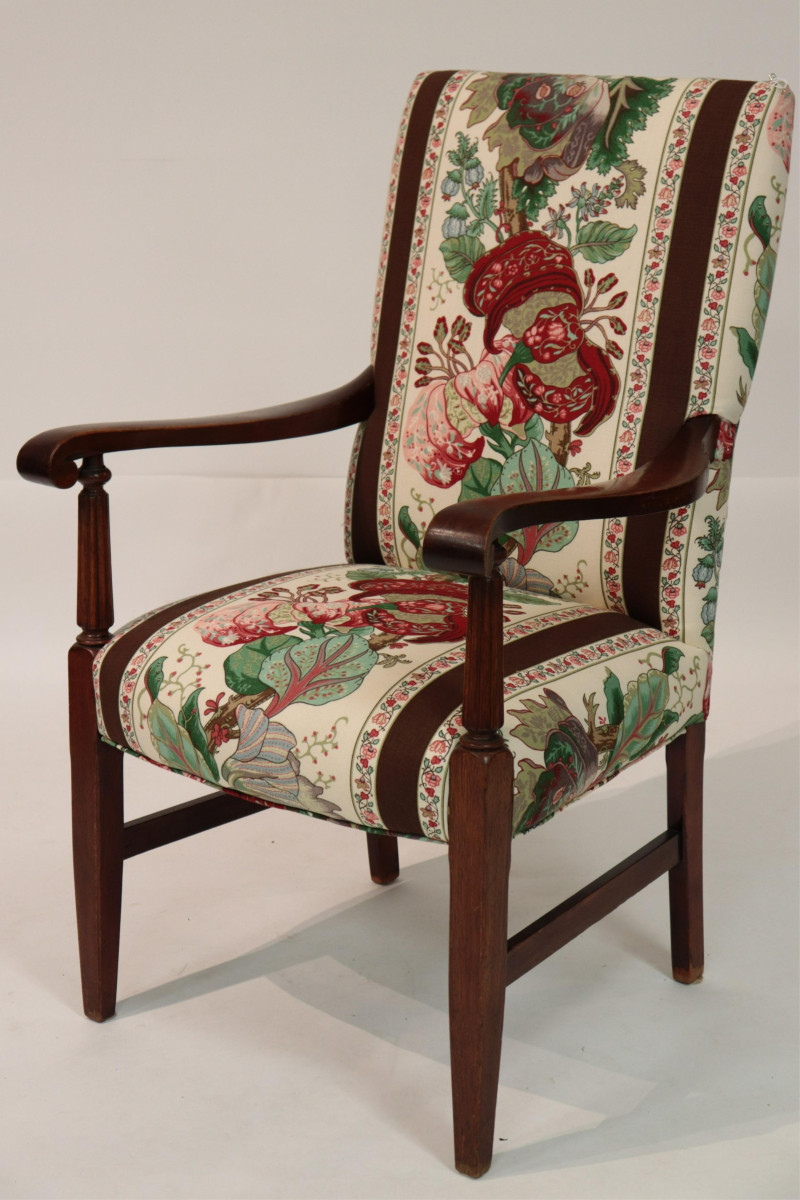 Georgian Style Mahogany Carved Open Armchair