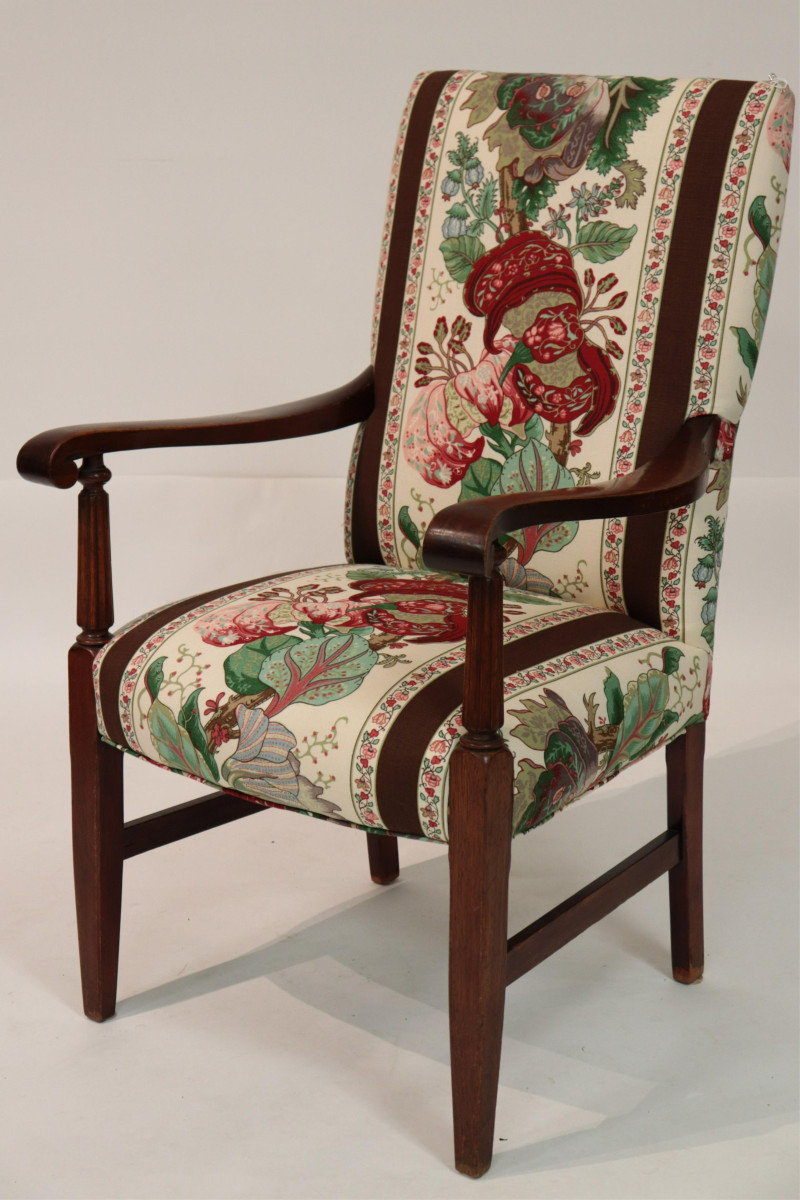 Georgian Style Mahogany Carved Open Armchair