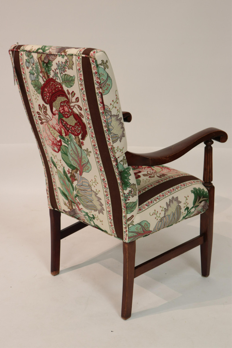 Georgian Style Mahogany Carved Open Armchair