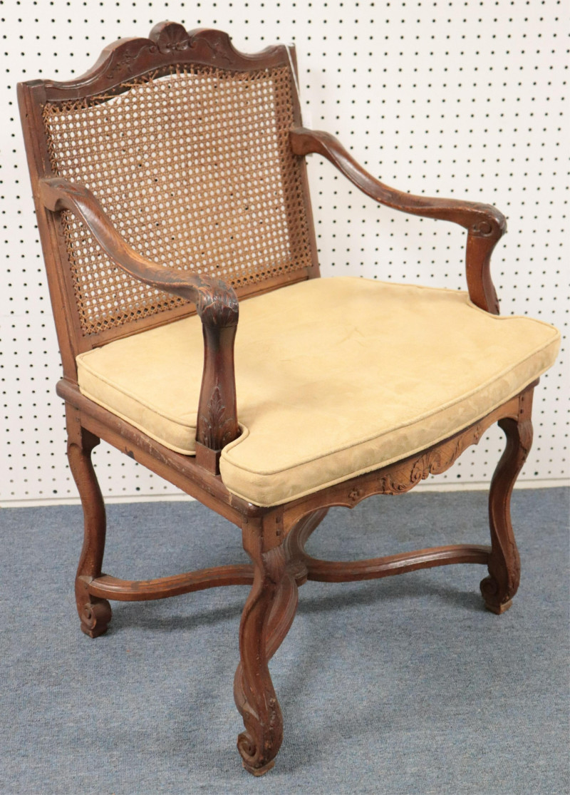 Louis XV Provincial Caned Fauteuil, 19th C.