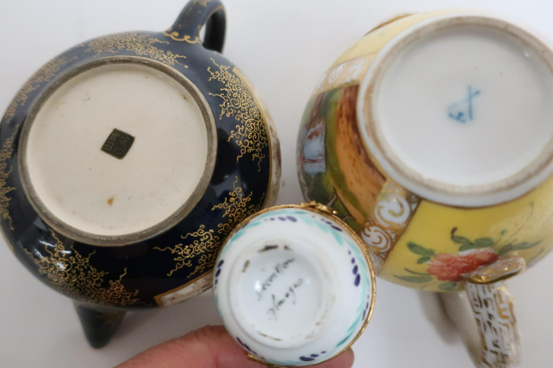 3 Petites: Teapots, Limoges Pocelain &amp; Glass Pear