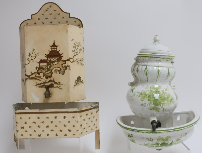 Two Lavabeau: Ceramic (Italy) &amp; an Asian Inspired