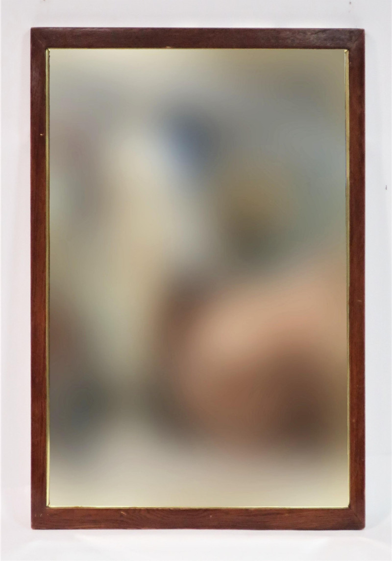 Dark Oak and Gold Fillet Beveled Mirror