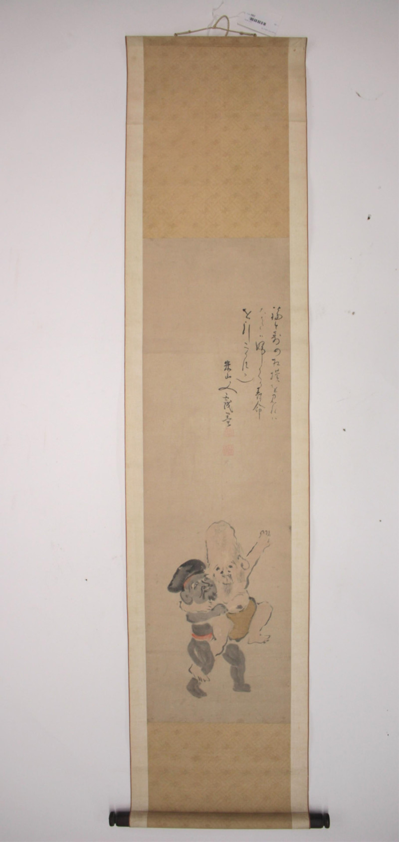 Japanese Scroll of Two Wrestling Gods