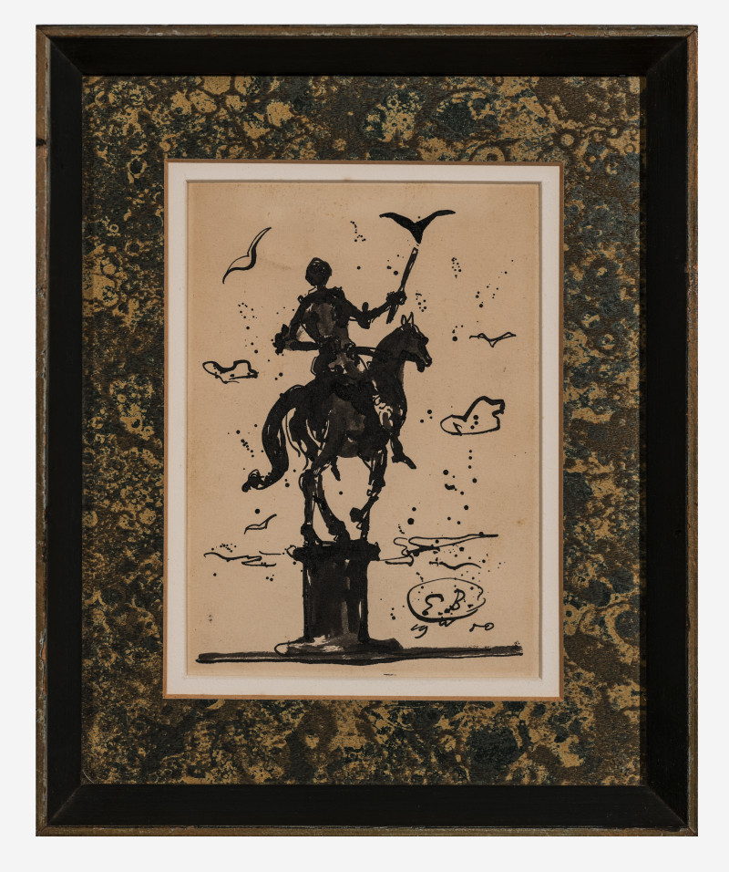 Eugene Berman - Two drawings of equestrian statues