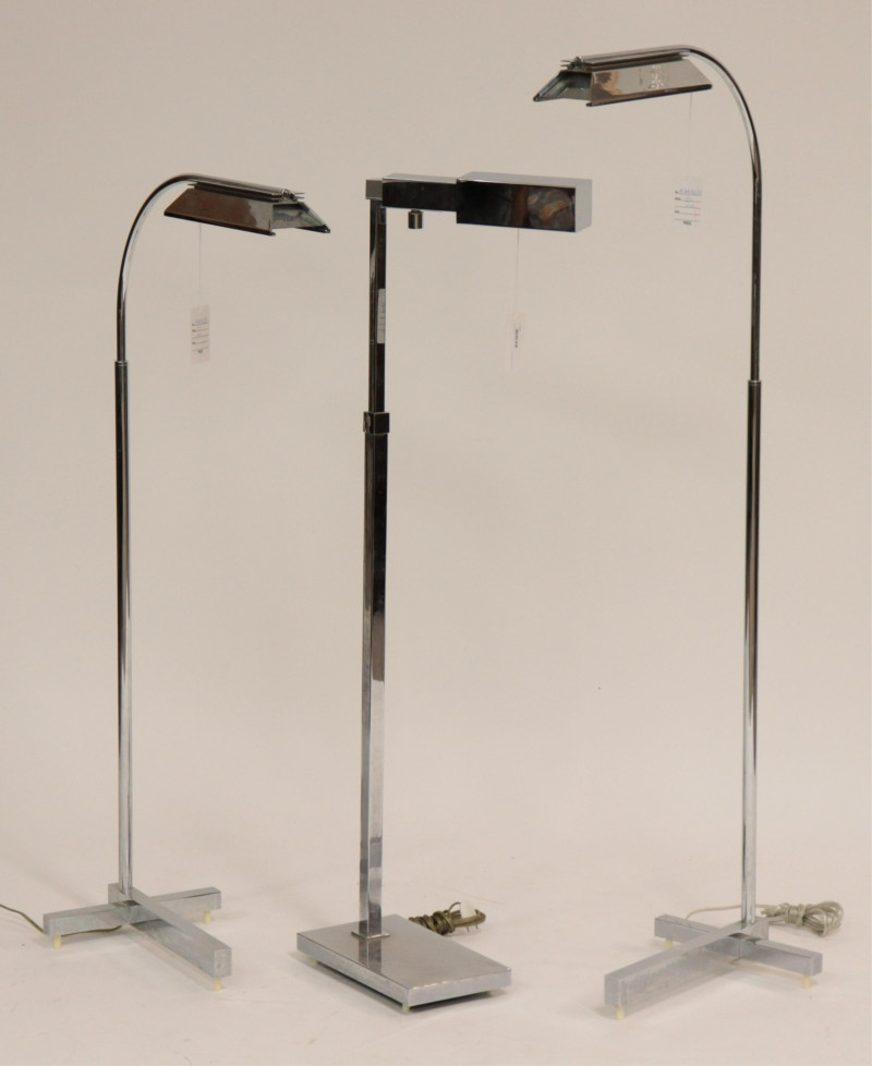 3 Jon Norman Casella Polished Chrome Floor Lamps