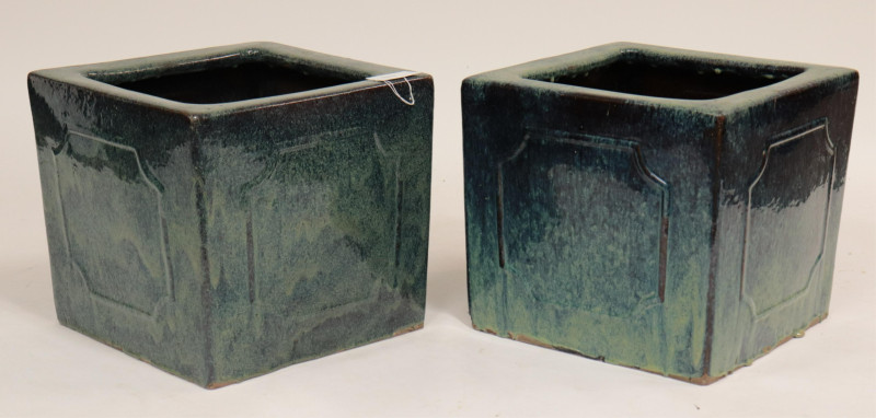 Pair Asian Square Contemporary Planters