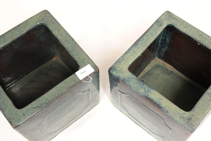 Pair Asian Square Contemporary Planters