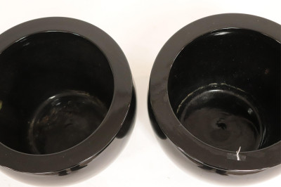 Pair Black Ceramic Planters
