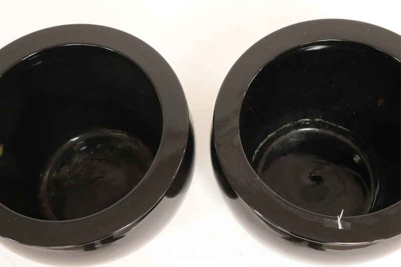 Pair Black Ceramic Planters