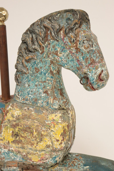 18th-19th c. Carousel Wooden Horse on Stand