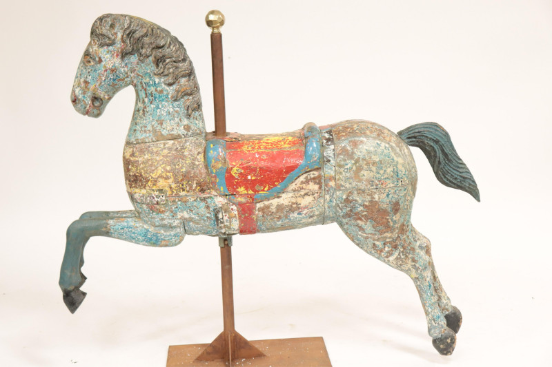 18th-19th c. Carousel Wooden Horse on Stand