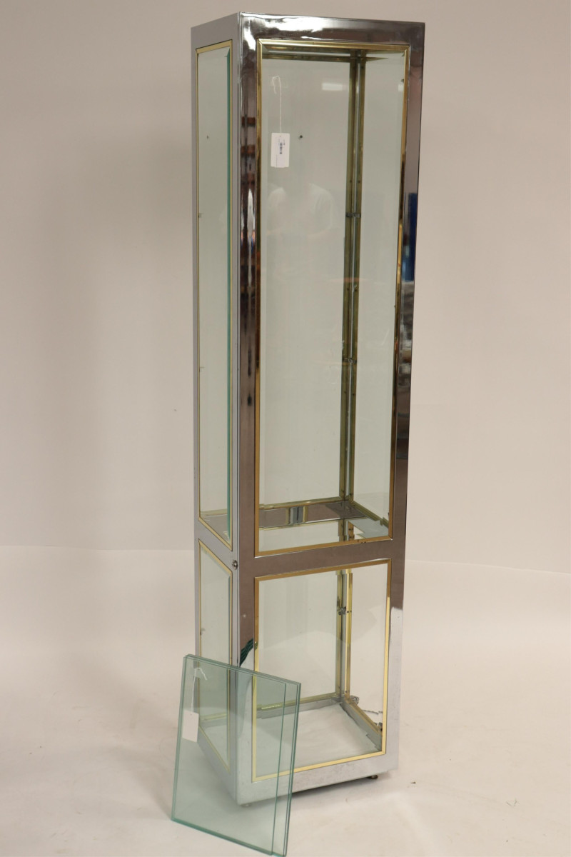 Dior Style Brass &amp; Chrome Display Cabinet