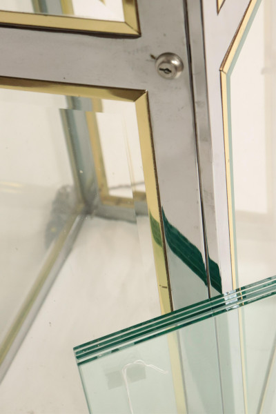 Dior Style Brass &amp; Chrome Display Cabinet