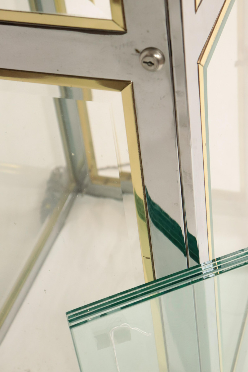Dior Style Brass &amp; Chrome Display Cabinet