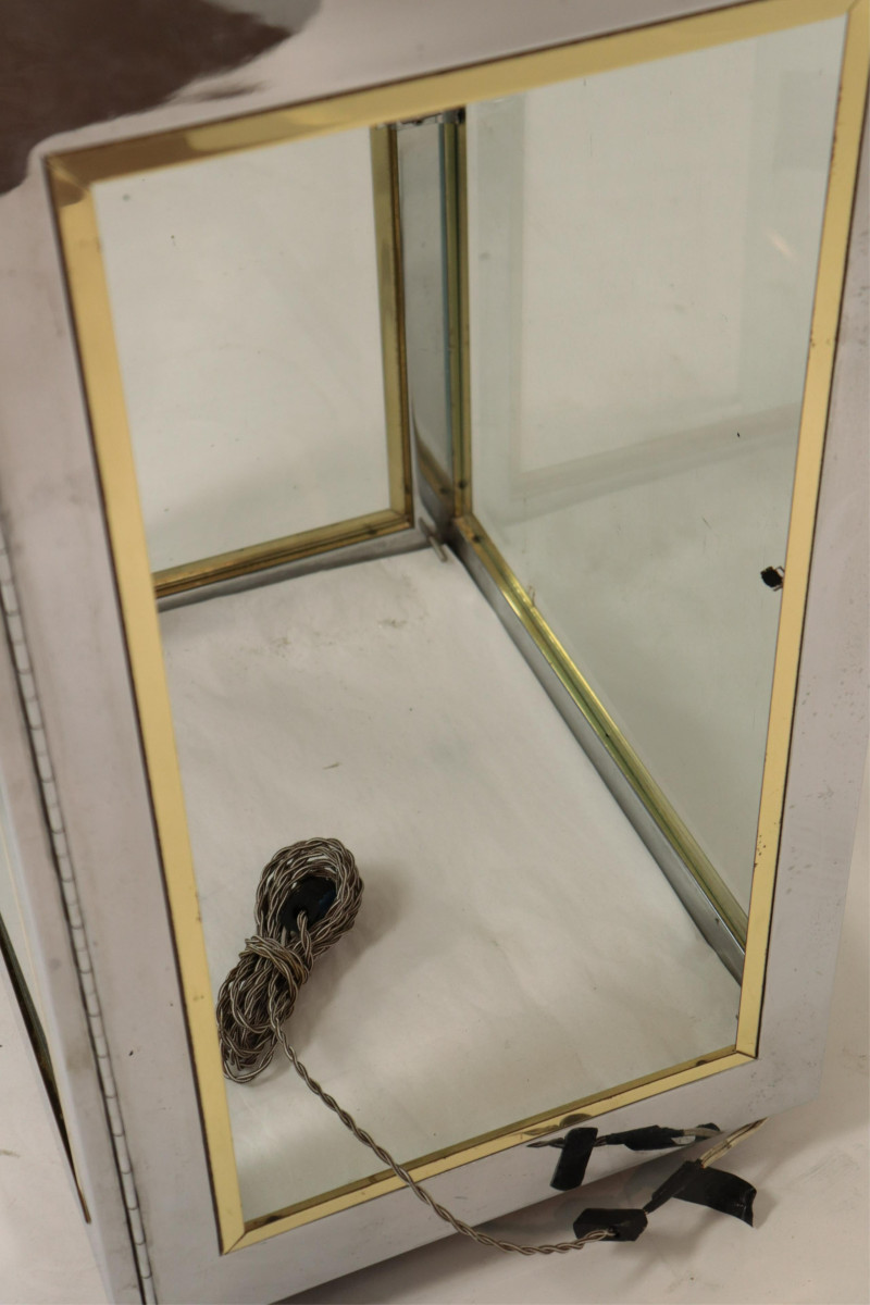 Dior Style Brass &amp; Chrome Display Cabinet